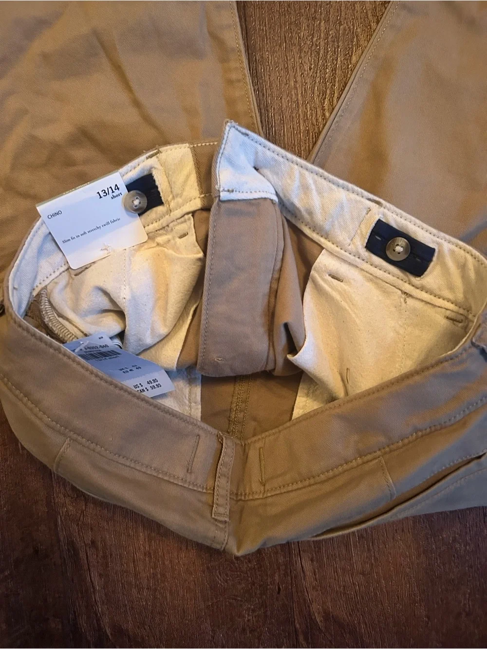 NWT abercrombie kids chino khaki pants size 13/14 short